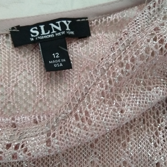 New🎀 Blouson fringe rose silver metallic lace floral sleeveless dress - Picture 8 of 10